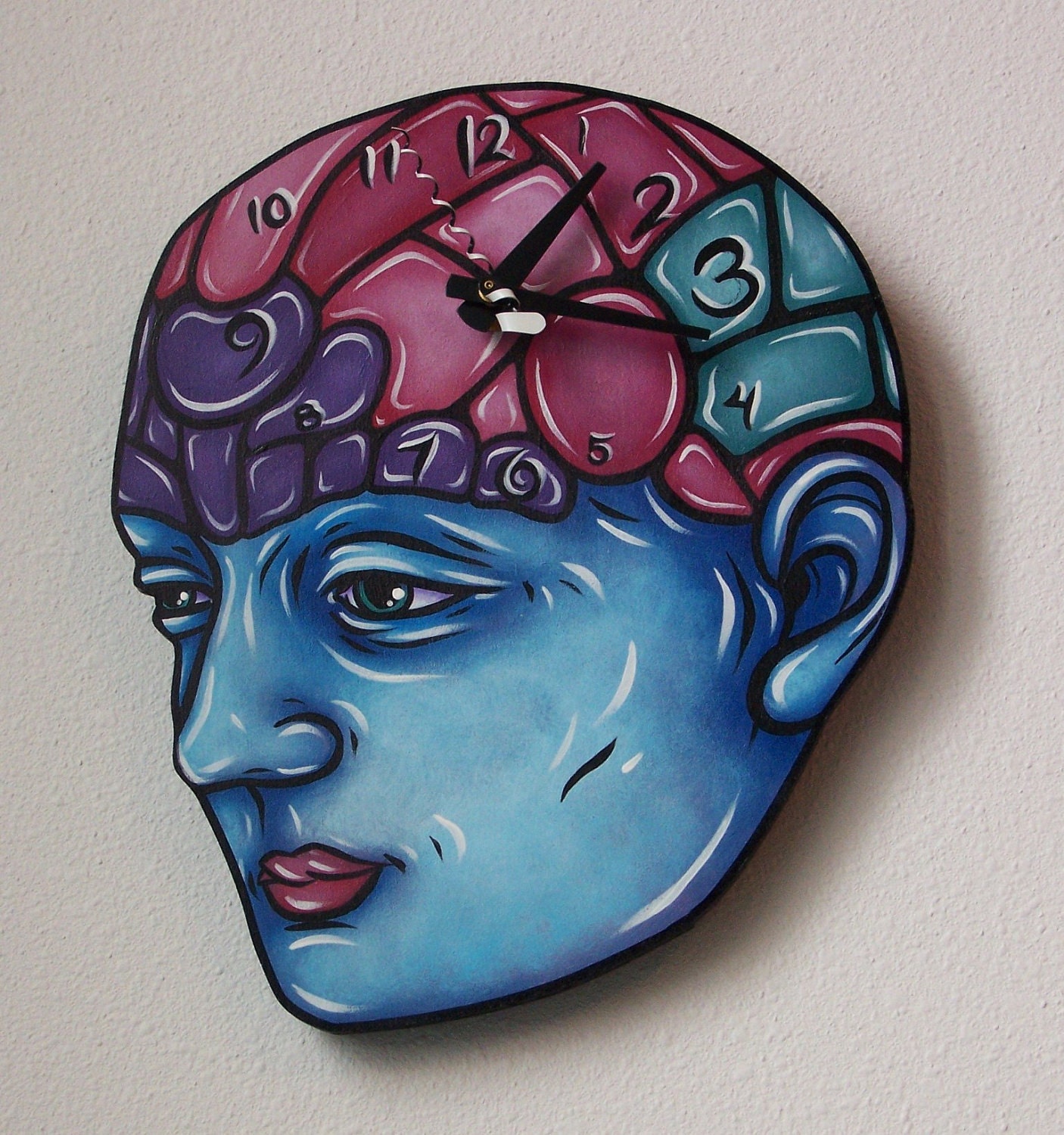 Phrenology Head Original Art Clock