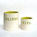 olives and pits  ....  hand built porcelain containers ...  vessels