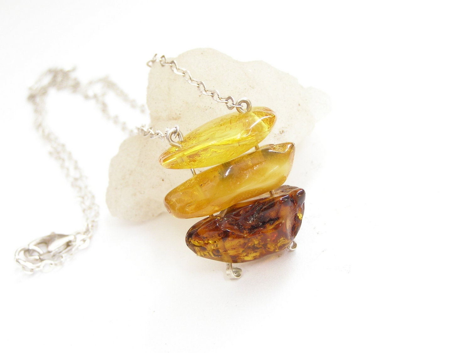 Baltic amber necklace minimalistic simple natural raw amber jewelry handmade in Israel