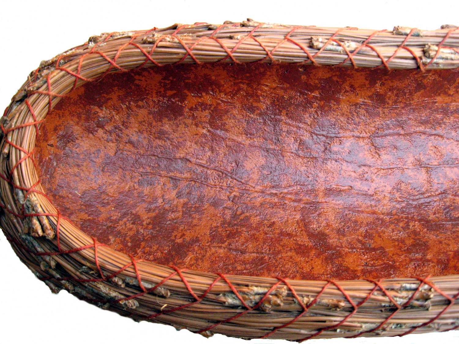 French Bread Basket Coiled Gourd Natural Brown Terracotta Earth Tones Unusual Practical