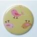 MAY SALE 31% OFF pocket mirror sweet little birds on yellow fabric covered pocket mirror