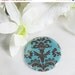 MAY SALE 31% OFF pocket mirror blue with brown damask print fabric covered pocket mirror wedding favor