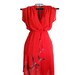 Vintage Summer Red Dress - Niki Brand Wrap Style Sheer Dress with Bird Print - Treasury Item