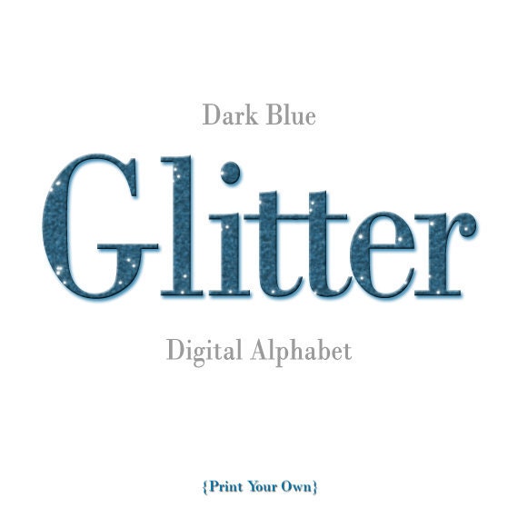 Glitter Alphabet - Dark Blue Glitter Digital Alpha - PNG and JPG - Journal Scrapbooking