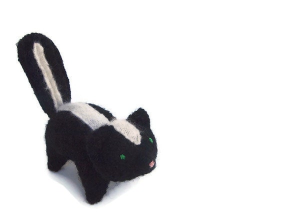 Skunk, waldorf, felted wool toy animal
