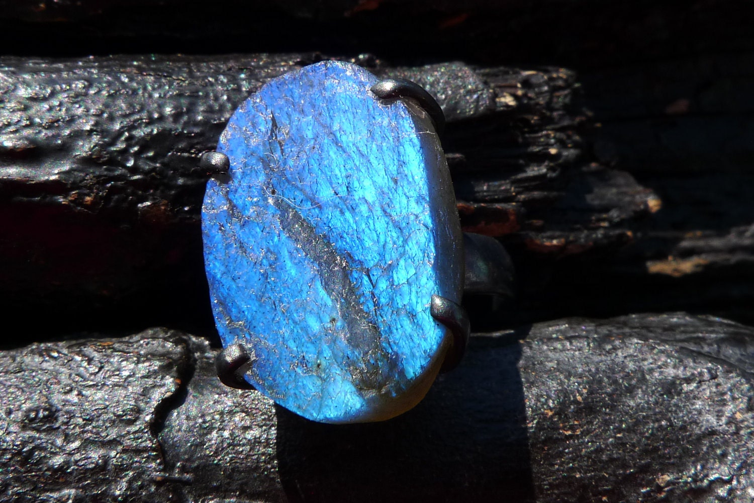 ON SALE raw labradorite druzy ring Brazilian jewelry by BeijoFlor