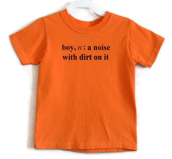 Size 4-5 Boy Definition Screenprinted Children's T-shirt Orange Black Ink