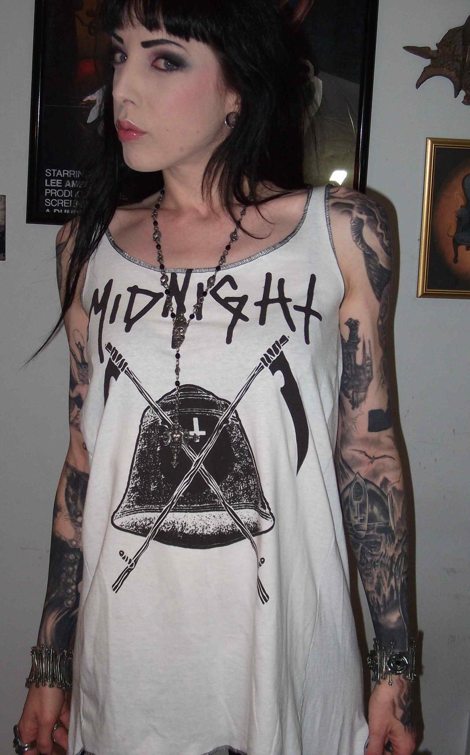 Midnight Girls Long Slub Tunic Tank Top Black Metal