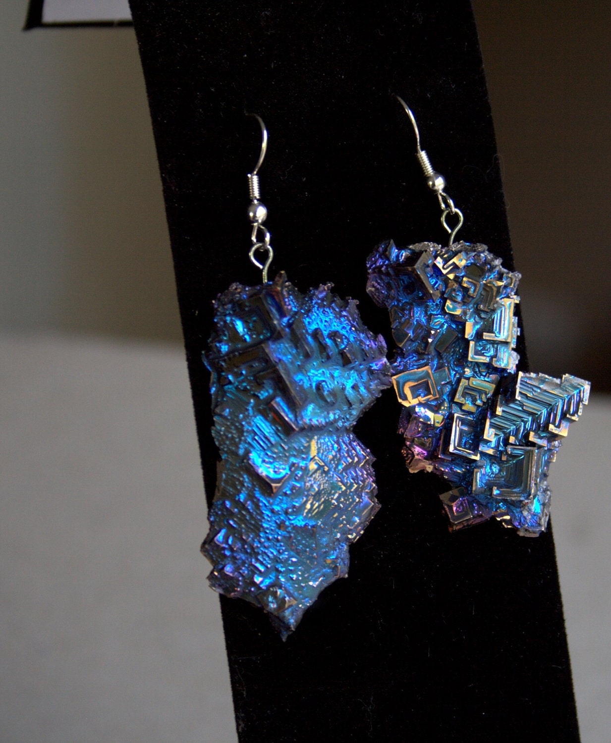 Bismuth Crystal Earrings Beautiful Colors, Iridescent Colors.