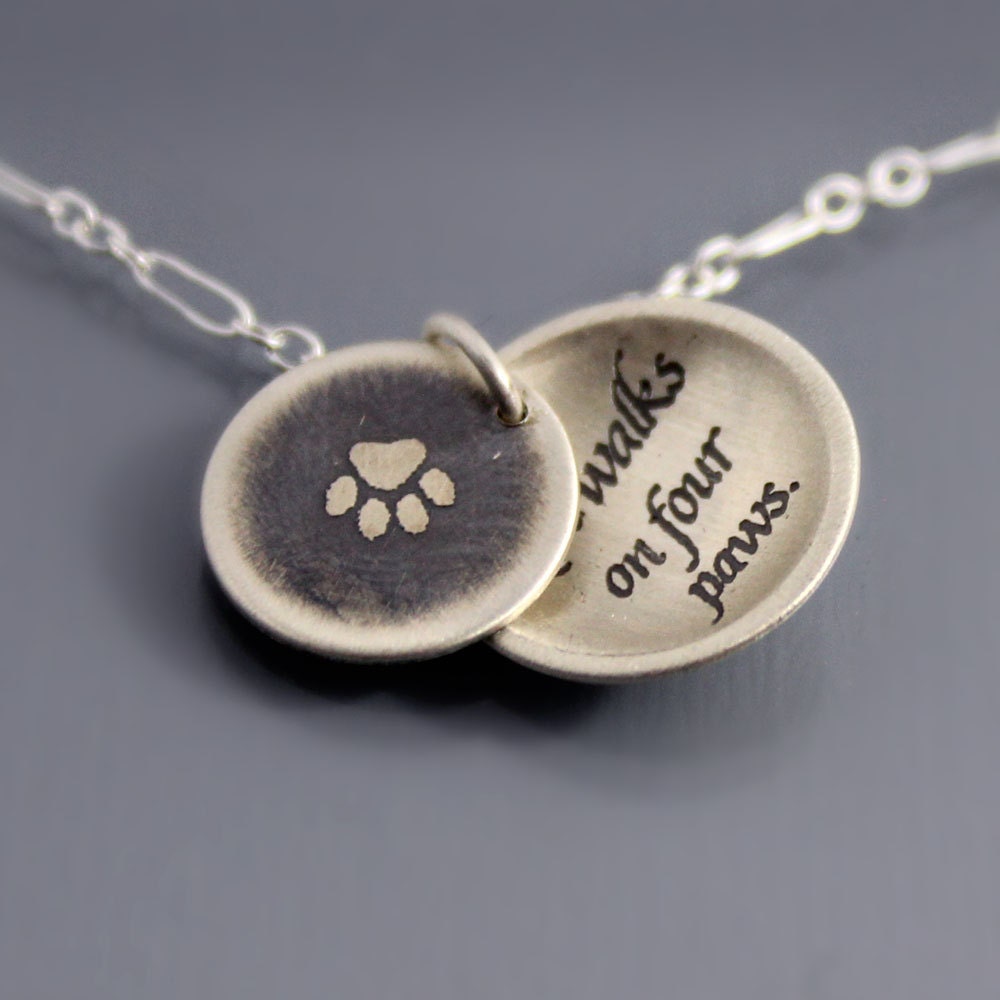 Paw Print/ Love Walks on Four Paws Necklace - MADE TO ORDER