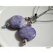 Earrings Purple Dyed Turquoise Coin Beads Extra Long Kidney Wires Swarovski Crystals