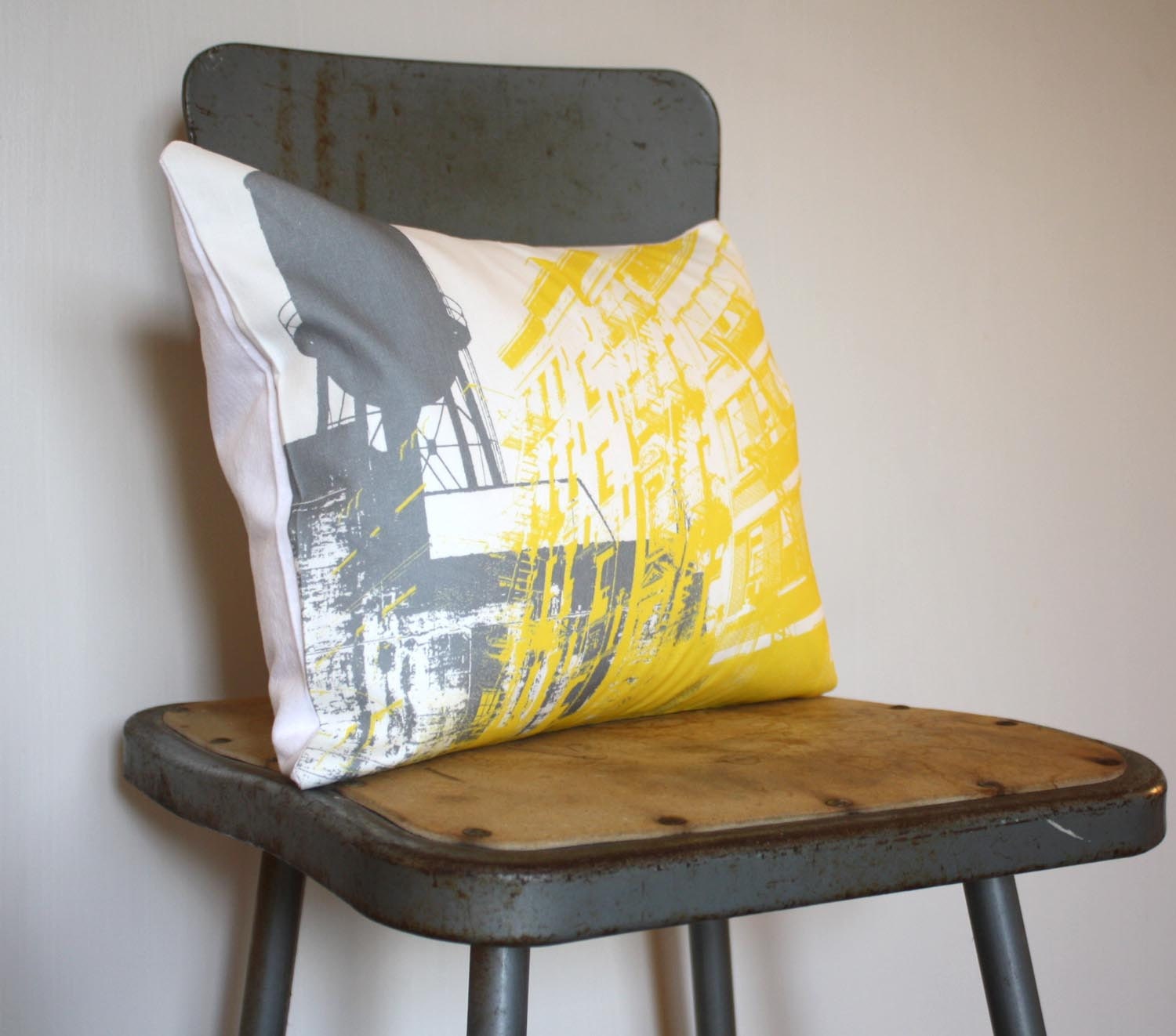 New York City Pillow - Urban Throw Style no4 - Gray and Yellow