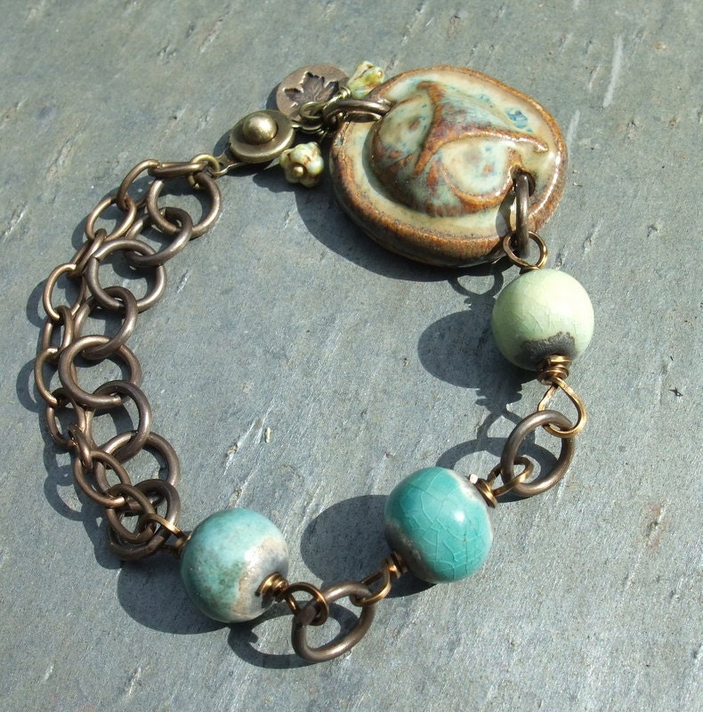 Owl Bracelet, Pottery Bracelet, Handmade Bracelet
