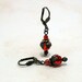 Orange Crystal and Faux Pearl Drop Earrings w Antiqued Brass - Mariposa Blooming