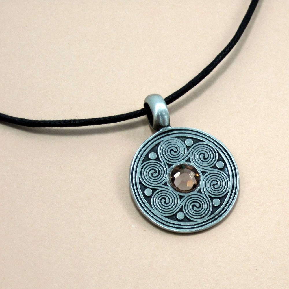 Smoky Crop Circles Pendant w Necklace