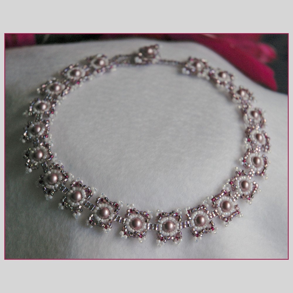 Pearl Necklace - Dusty Rose Choker Necklace