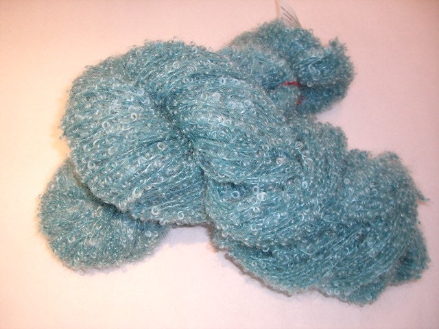 Teal mohair merino boucle yarn