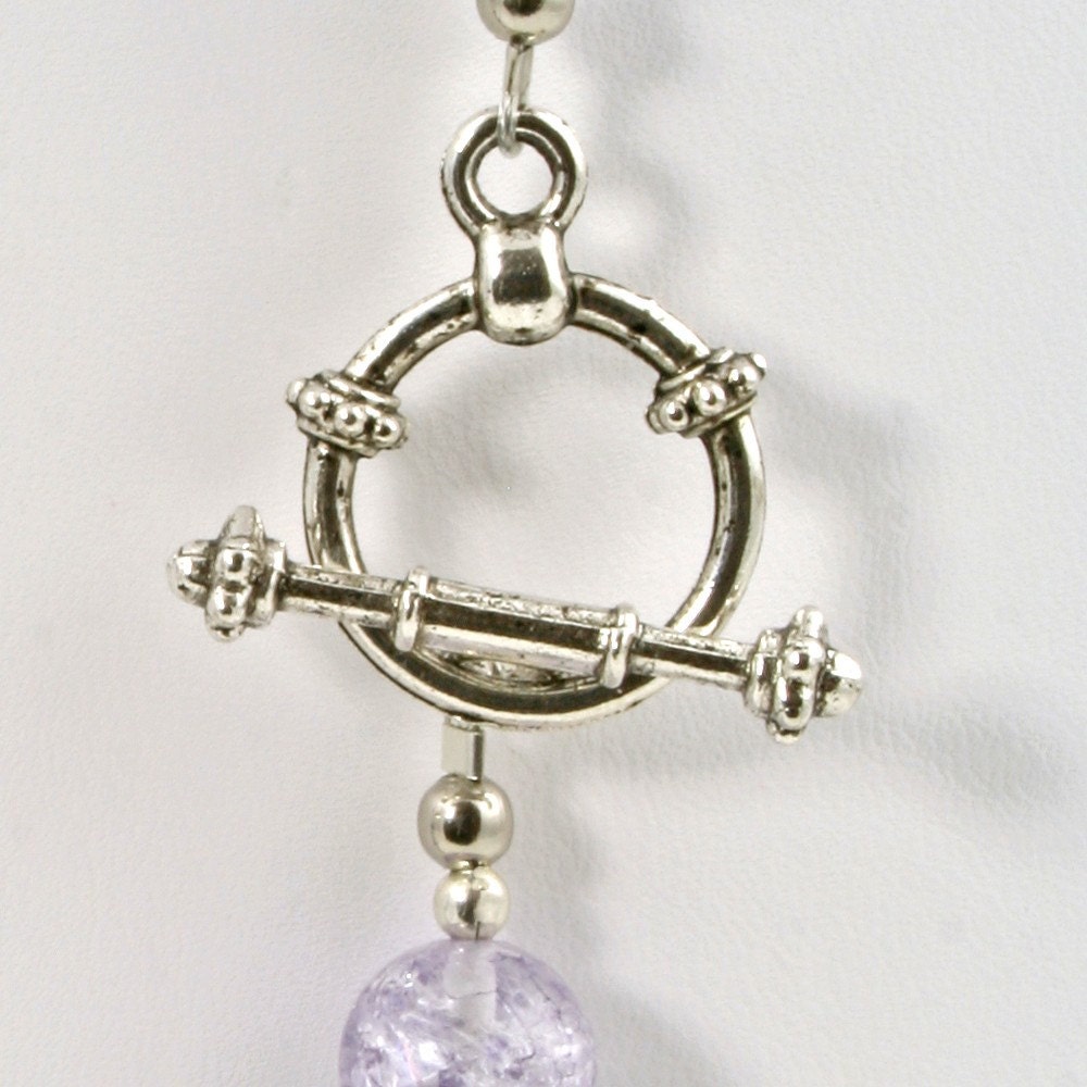 Handmade Lilac to Deep Purple Glass Beaded Necklace and Earrings