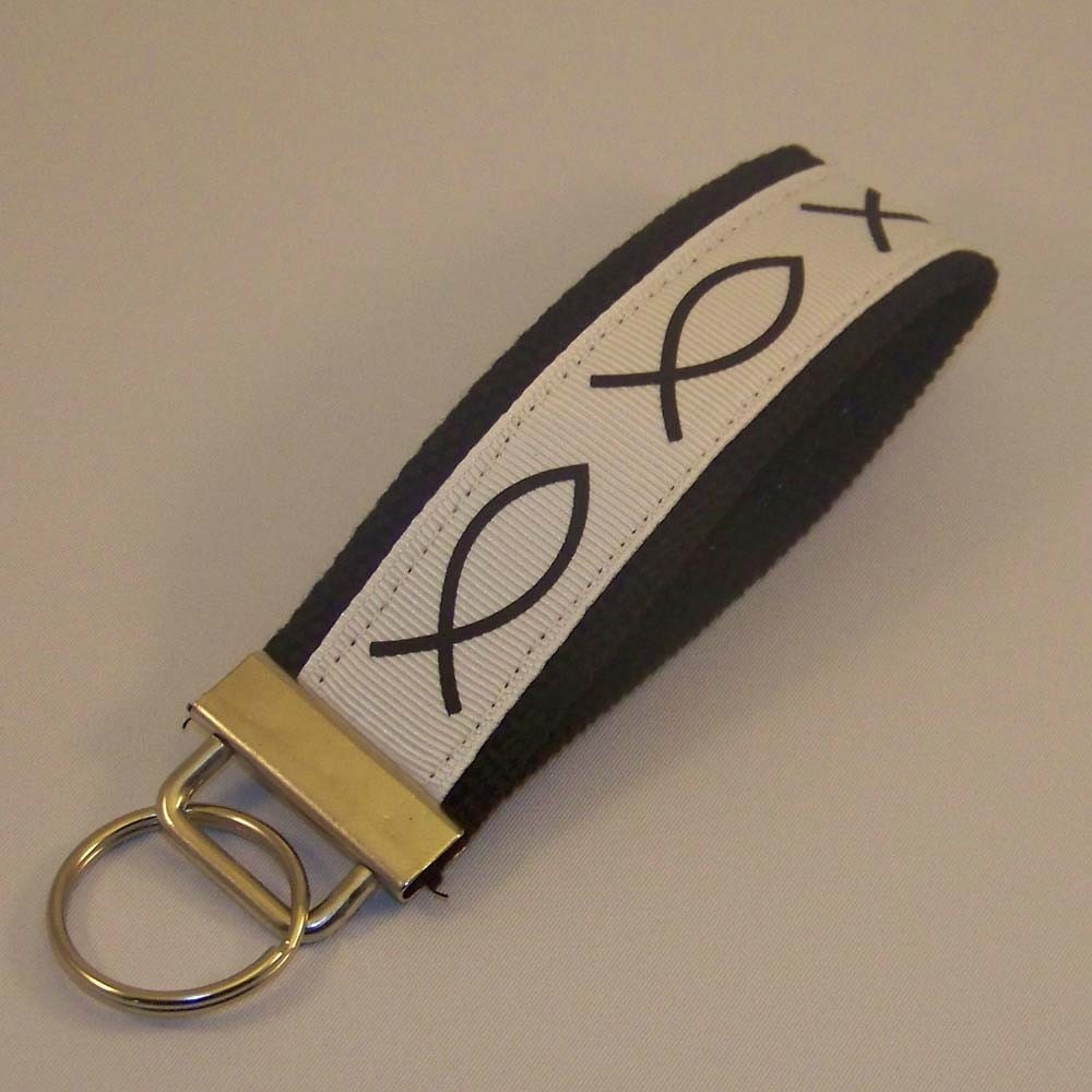 Jesus Fish Ribbon Key Fob
