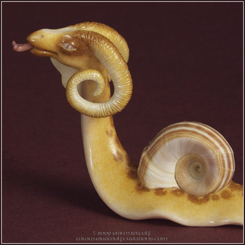 First Sight - blind Dragon Snail - OOAK polymer clay fantasy sculpture