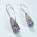 Silver and Amethyst  earrings, dangle handmade sterling silver and gold jewelry