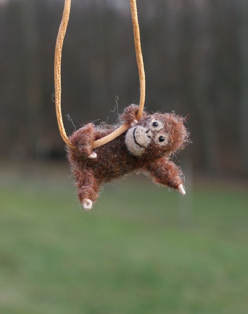 needle felted Orangutan necklace