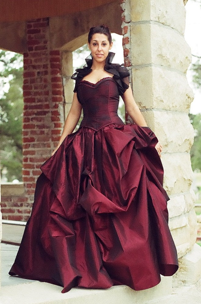 Red Corset Prom Gown Steampunk gothic masquerade From thesecretboutique