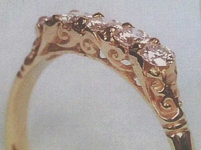 Victorian Antique Design 5 Stone 14k Gold Wedding Band Ring Mounting 