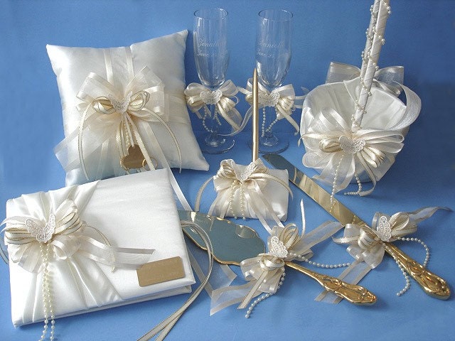 Ivory Butterfly Wedding Collection Guest Book Pen Toasting Flutes 