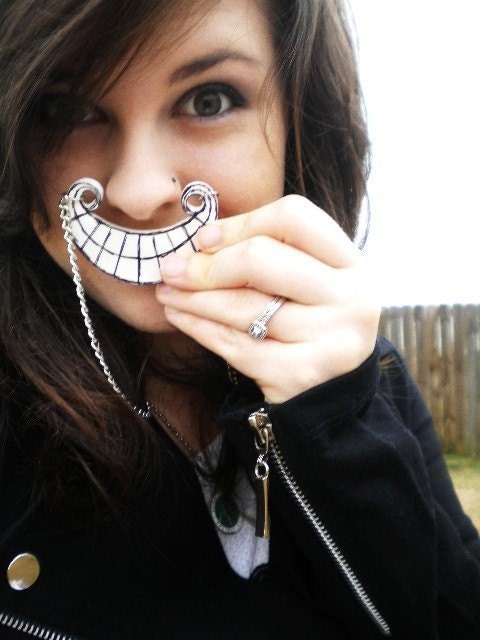 Original Tim Burton Style Cheshire Cat Smile Necklace - Alice in