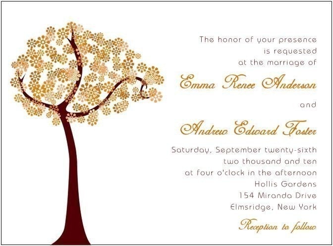Whimsical Fall Tree Wedding Invitations SN357 Sample Set