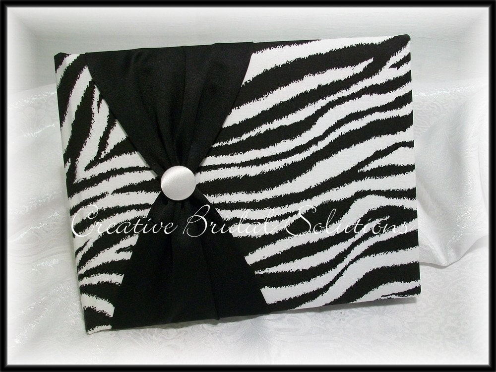 Black and White Zebra Wedding Guest Book and Pen From CreativeBridal