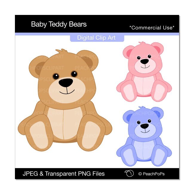 Baby Teddy Bears  Cute Digital Clip Art  Design Element Baby 