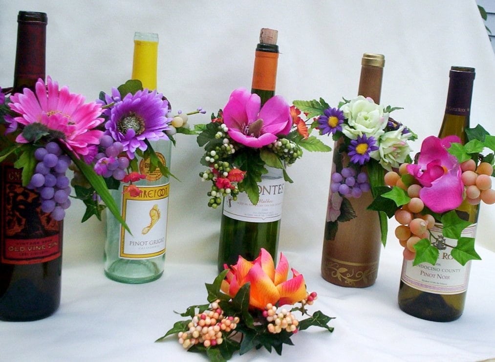 Wedding Reception Centerpieces Wine bottle Toppers Set of 5 From AmoreBride