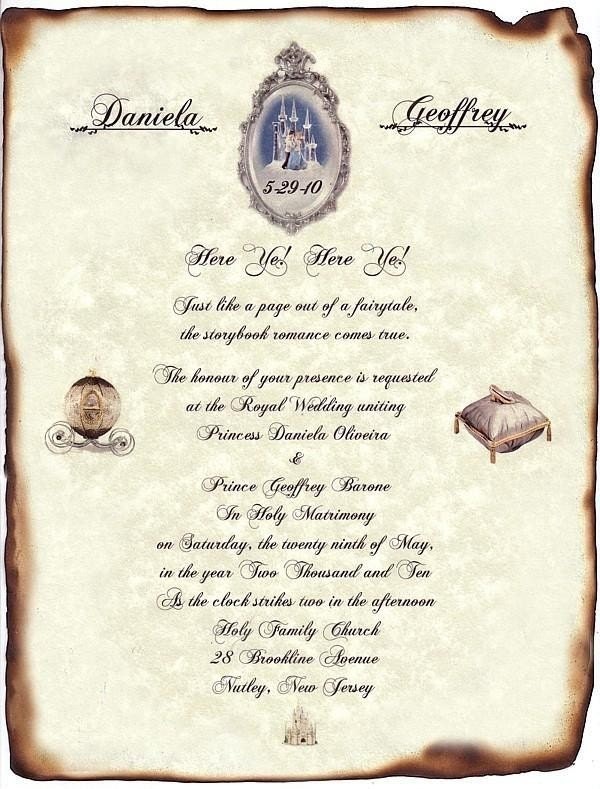 Silver FairyTale Castle Cinderella Wedding Scroll Invitations Theme qty 200