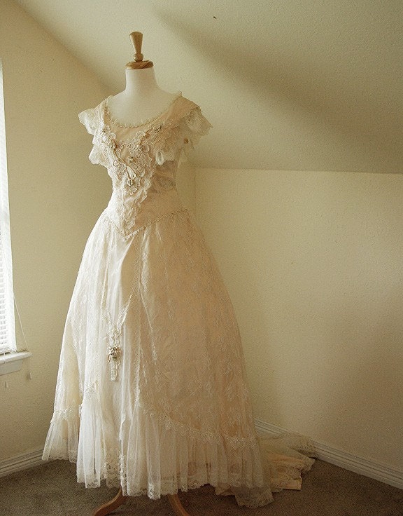 sophie vintage wedding dress victorian inspired lace 