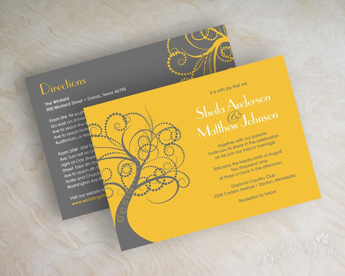 golden yellow wedding invitations