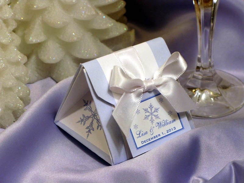 WINTER SNOWFLAKE WONDERLAND origami favor box great for weddings bridal