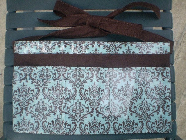 Utility Belt in Teal and Espresso Damask Fabric