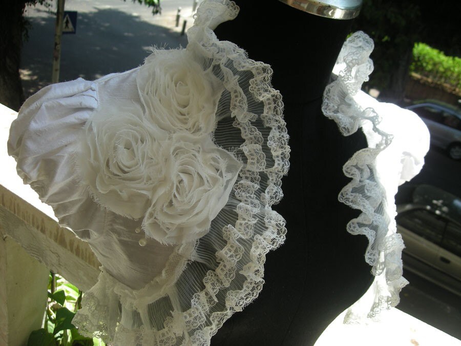 PARIS ROMANCE Ivory dupoini silk Bridal Bolero jacket shrug wedding shrug 