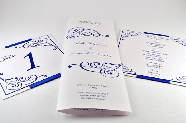 Royal Blue Wedding Invitation ZOE Coordinating Stationery Ceremony Program
