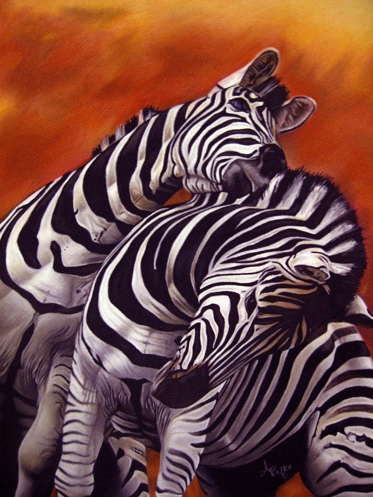 Pastel Drawing African Zebra