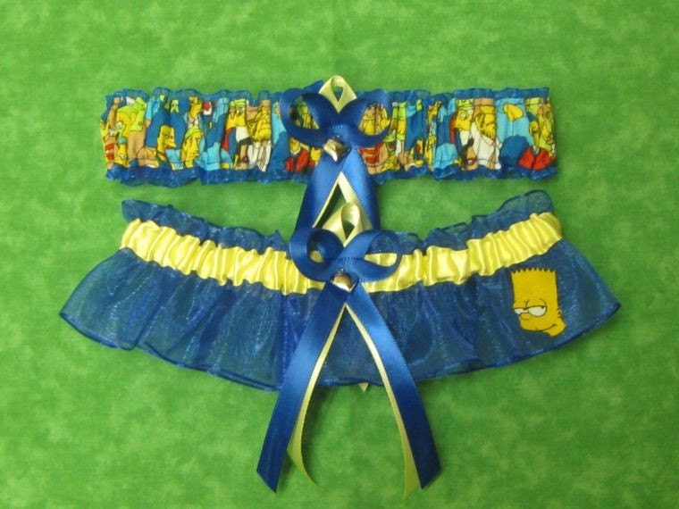 The SIMPSONS keepsake wedding garter is gathered in fine royal blue organza 