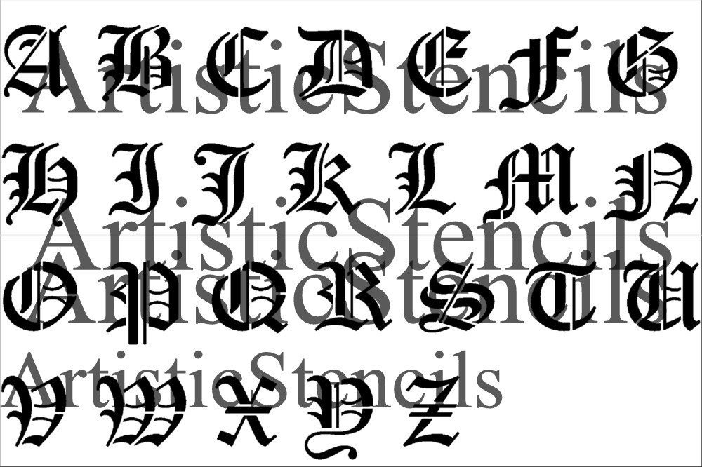 Stencil set for the entire alphabet using the Old English font