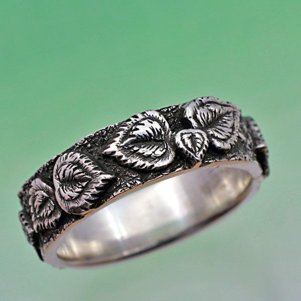 COLEUS LEAF Wedding Band 5mm width in Sterling Silver From BandScapes