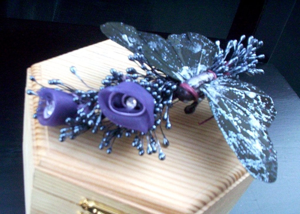Bridal Hair Comb Midnight Butterfly Comb Purple Black From AmoreBride