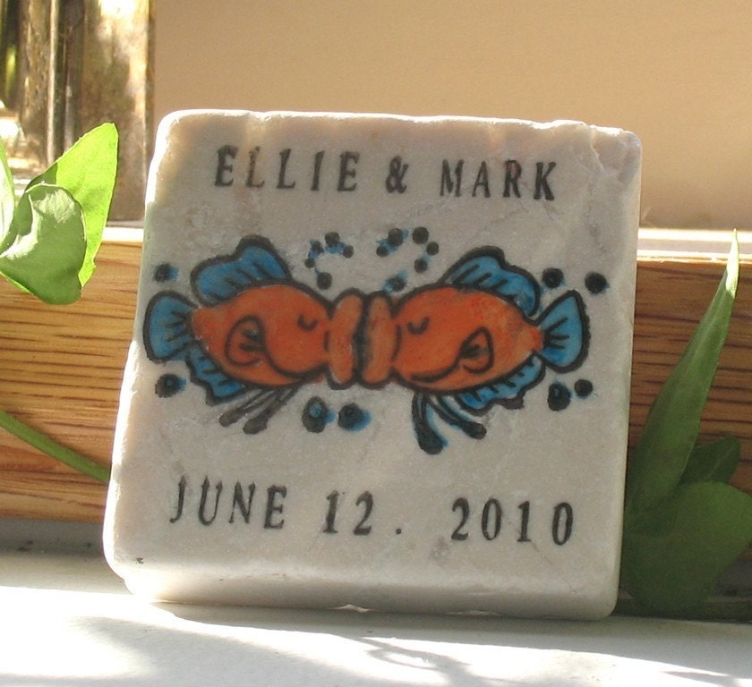 Save the Date Magnet Tropical Fish Kissing Design Set of 25 