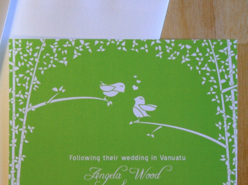 SAMPLE Love Birds Wedding Invitation From vohandmade
