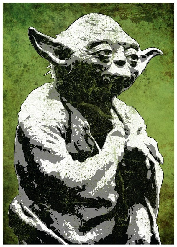 Star Wars Yoda from the Star Wars Saga Pop Art Print 5 x 7 From cutitoutart