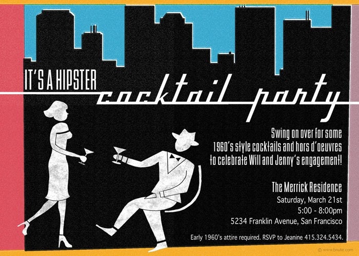  Style Cocktail Party Invitation Birthday Bridal Shower or Any Time